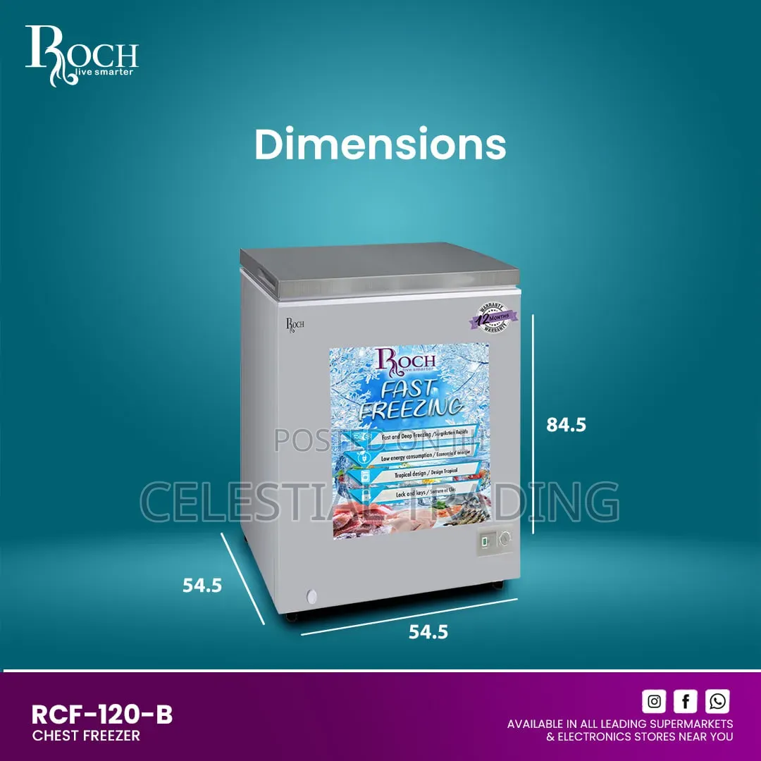 Roch Chest Freezer 100 L (Rcf-120-B)