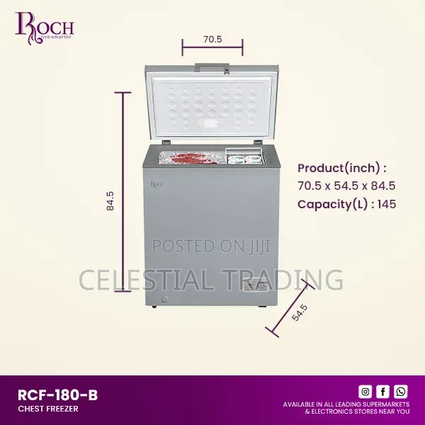 Roch Chest Freezer 145l (Rcf-180-B)