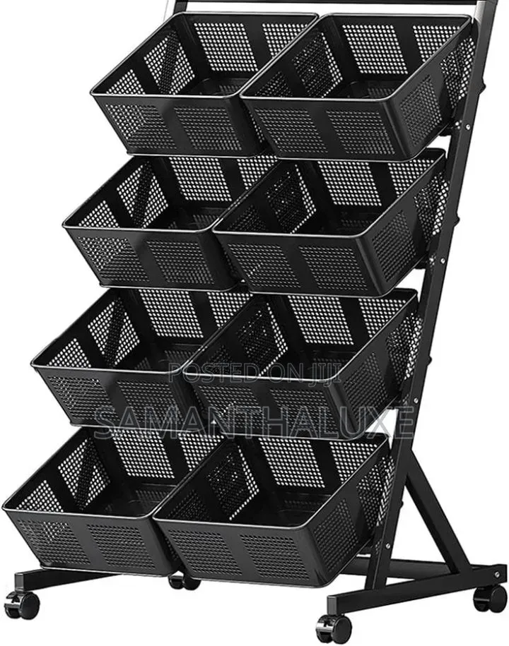 Large 8-basket Rolling Kitchen Storage Rack – Space-saving Organizer