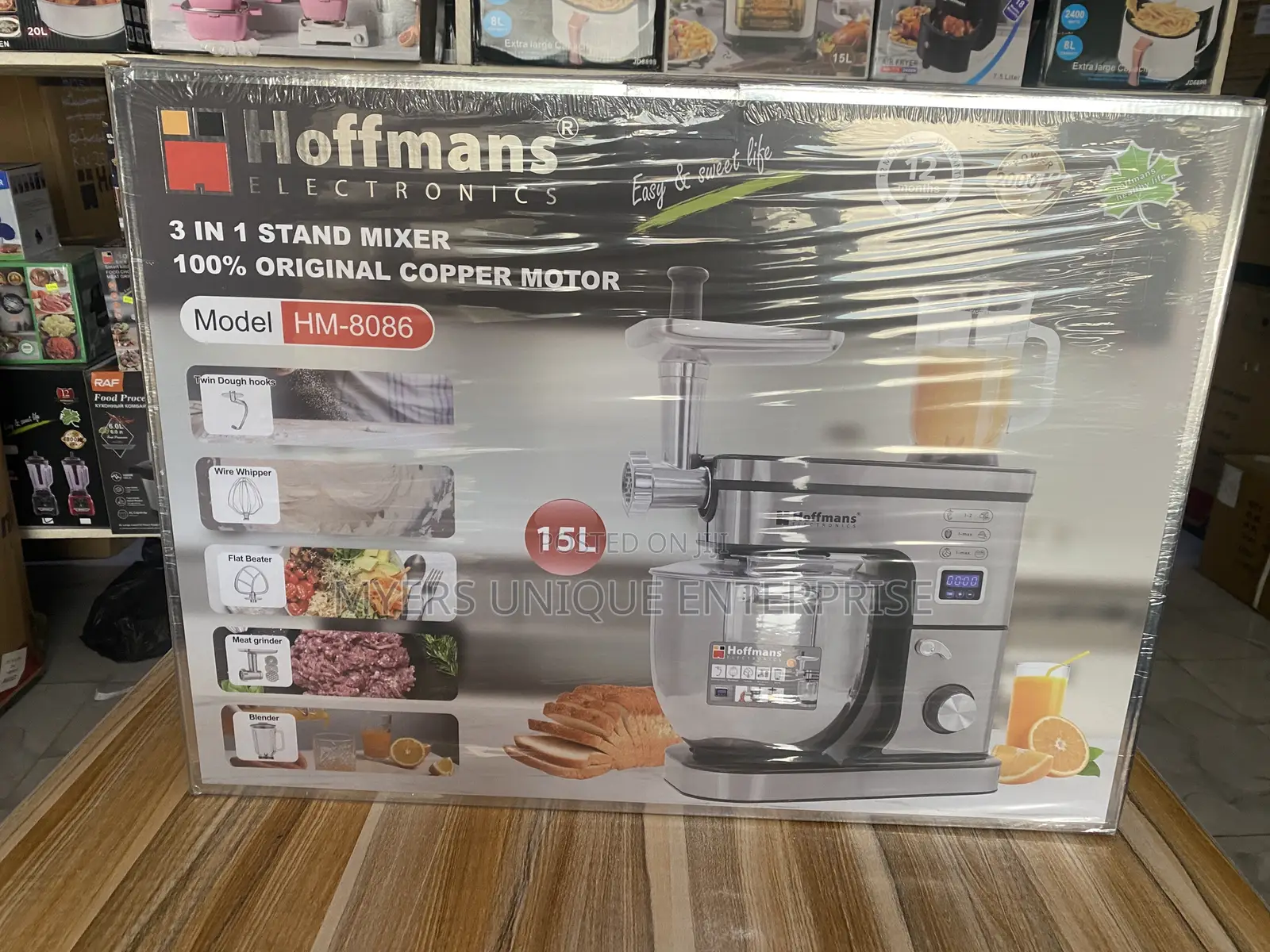 15l 3in1 Stand Mixer With Dough Hook and a Steel Bowl ( Free Delivery)