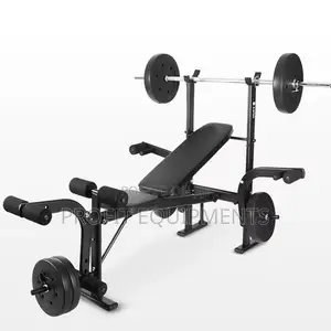 Adjustable 3in1 Bench Press With 55kg Total Weights