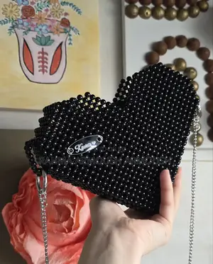 Heart-Shaped Handbag Made of Beads