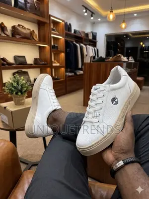 Timberland Casual Leather Sneakers (White and Beige)