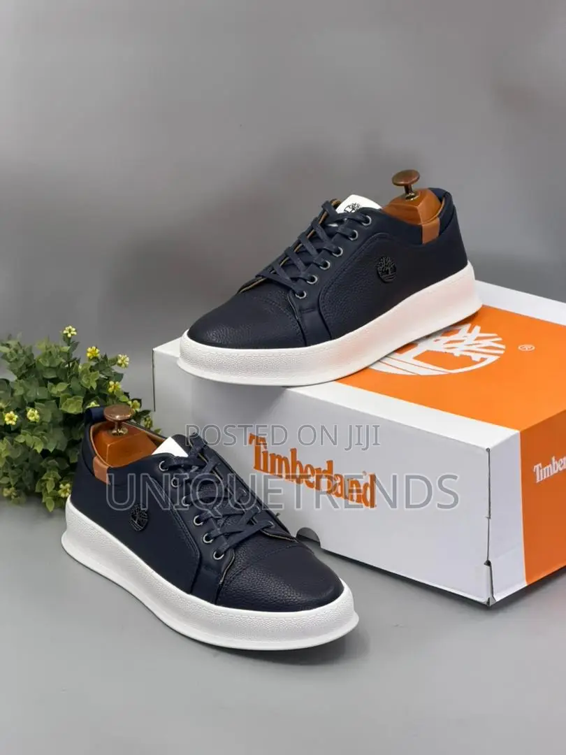 Quality Timberland Leather Sneakers (Navy and White)