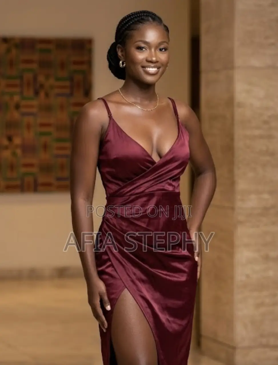 Wine Colour Dinner Wear Dress