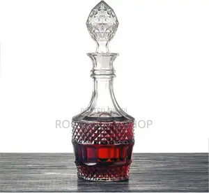Vintage Bohemia Crystal Heavy Glass Decanter - Geodesic Stopper
