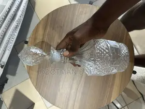 Vintage Bohemia Crystal Heavy Glass Decanter - Geodesic Stopper