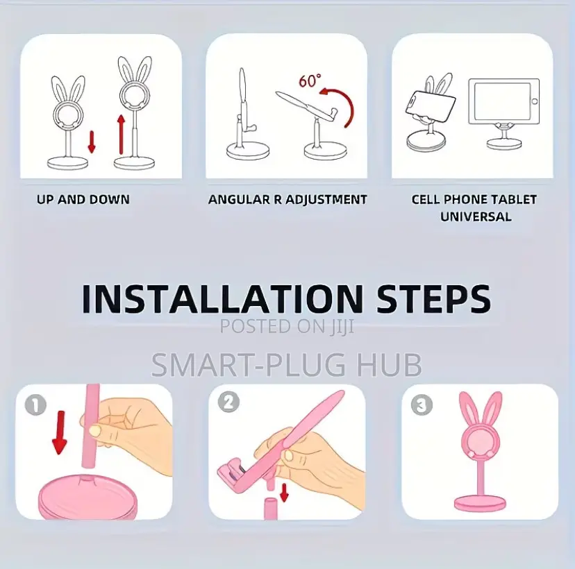 Cute Bunny Adjustable Phone Stand Holder–Desk Mount for iPhone Android