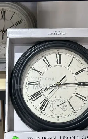 Traditional Lincoln Wall Clock With Thermometer