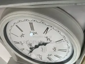 Large Round French Station Wall Clock Distressed Roman Numeral
