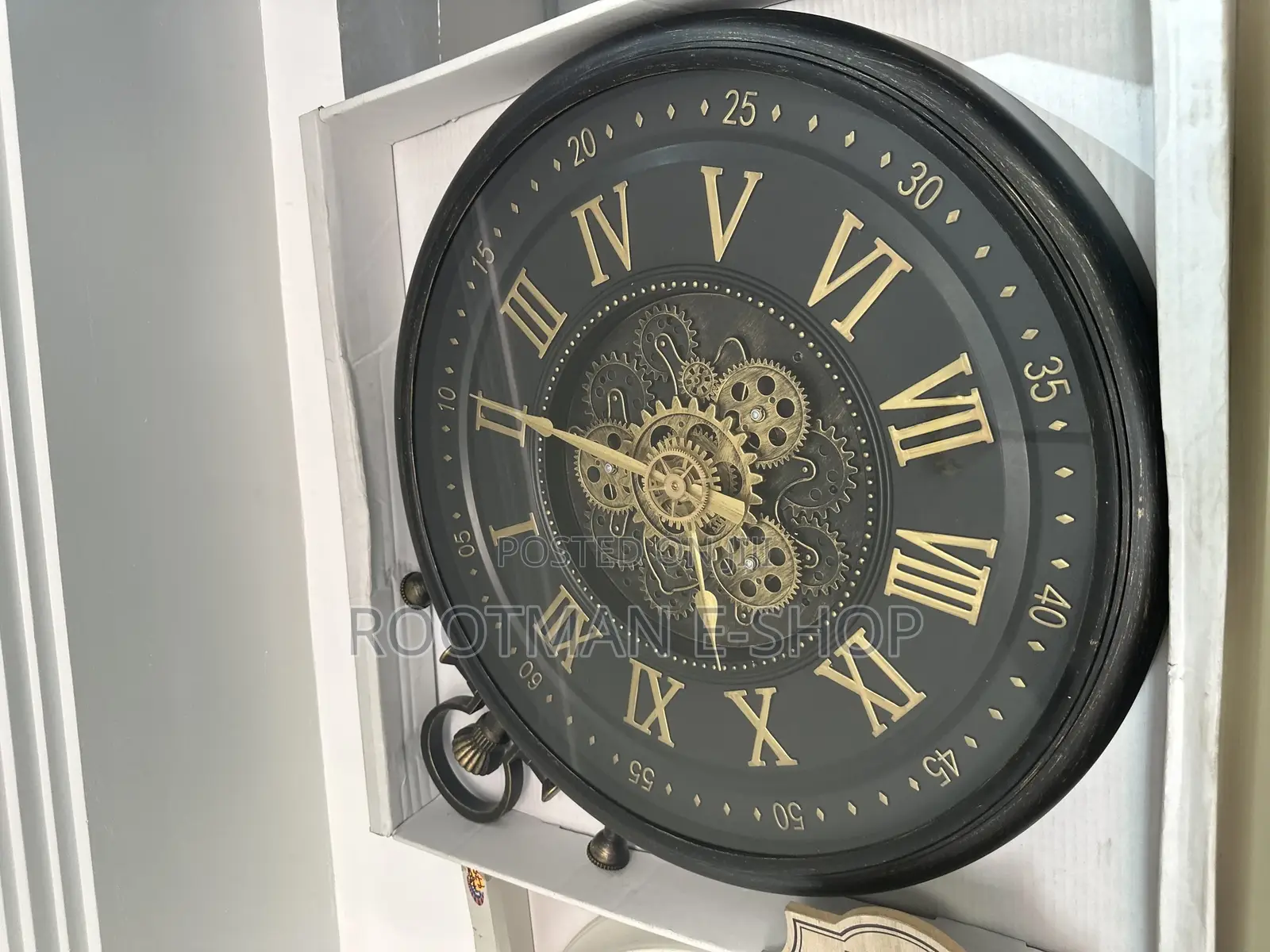 24in Decorative Moving Gear Large Wall Clock, Oversized Industrial