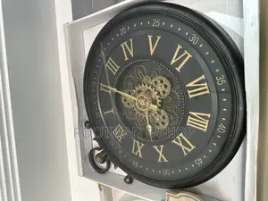 24in Decorative Moving Gear Large Wall Clock, Oversized Industrial