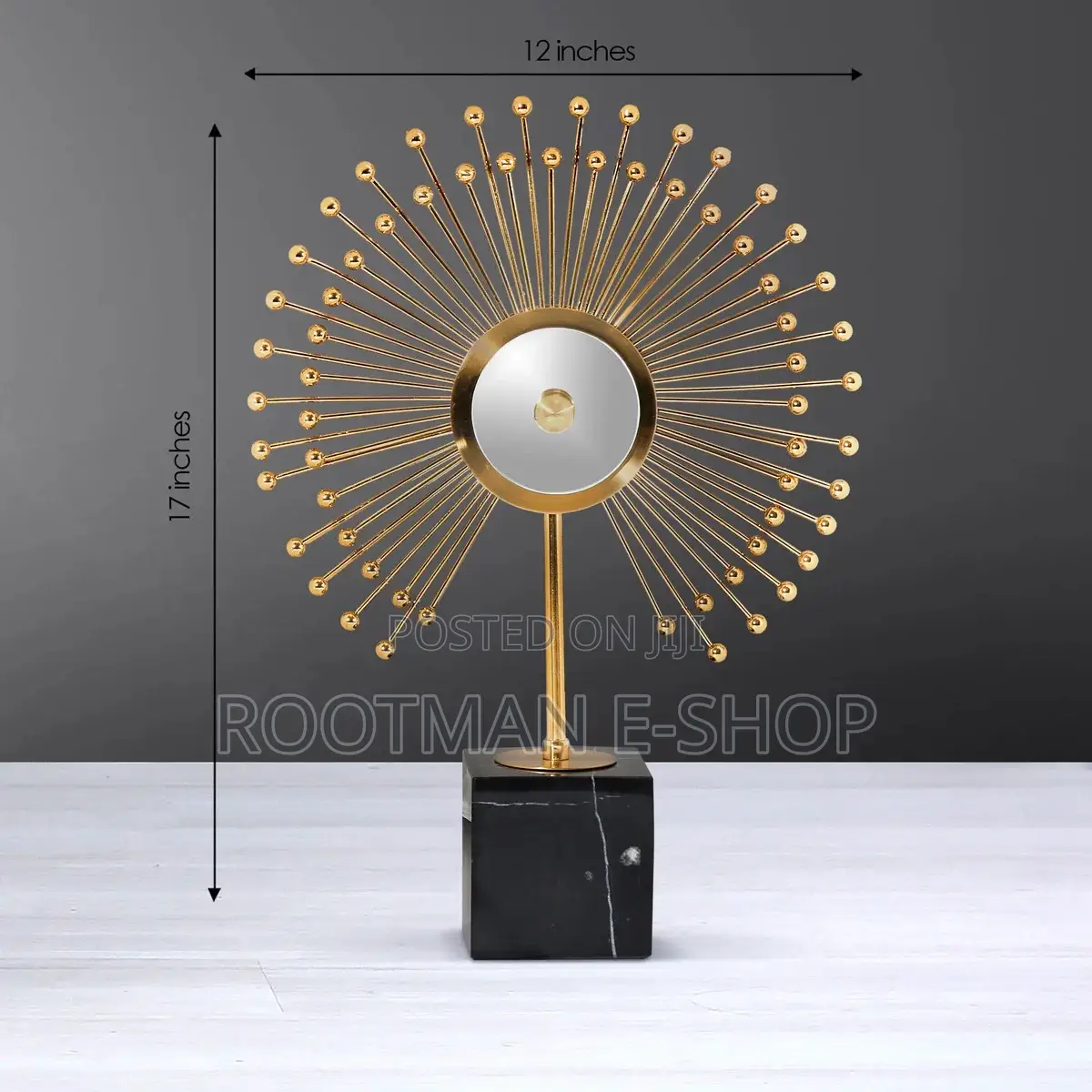 Golden Sunburst Table Sculpture With a Polished Finish