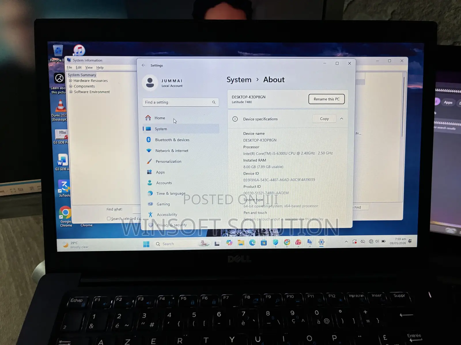 Laptop Dell Latitude 7480 8GB Intel Core i5 SSD 256GB