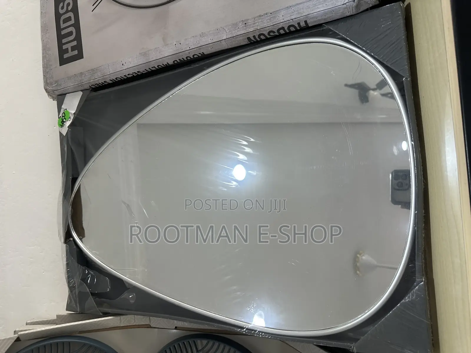 Silver Frame Pebble Mirror Tear Drop Shape Abstract Wall Mirror 60cm