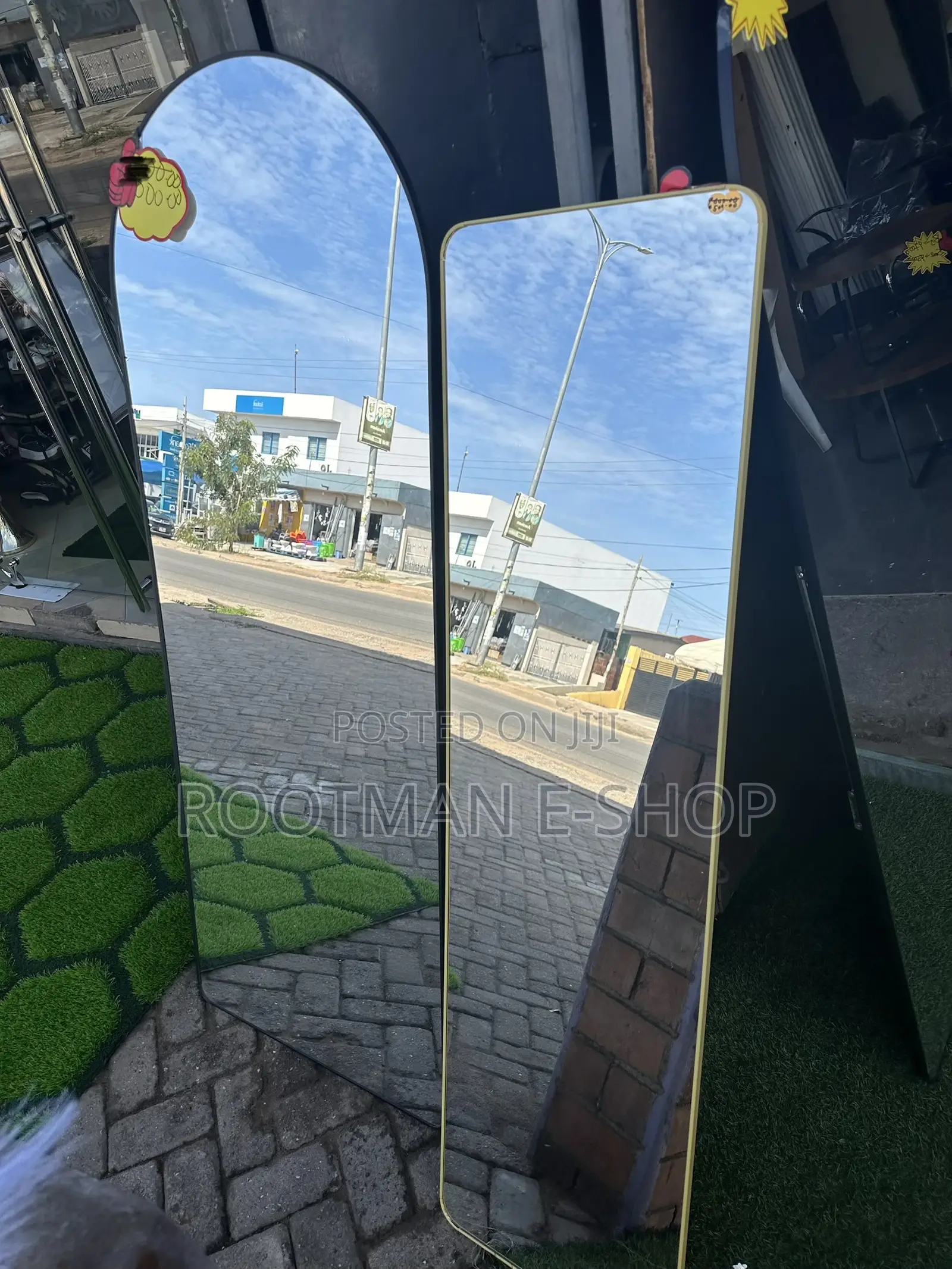 Arched Full-Length Standing Mirrors With Gold Frames