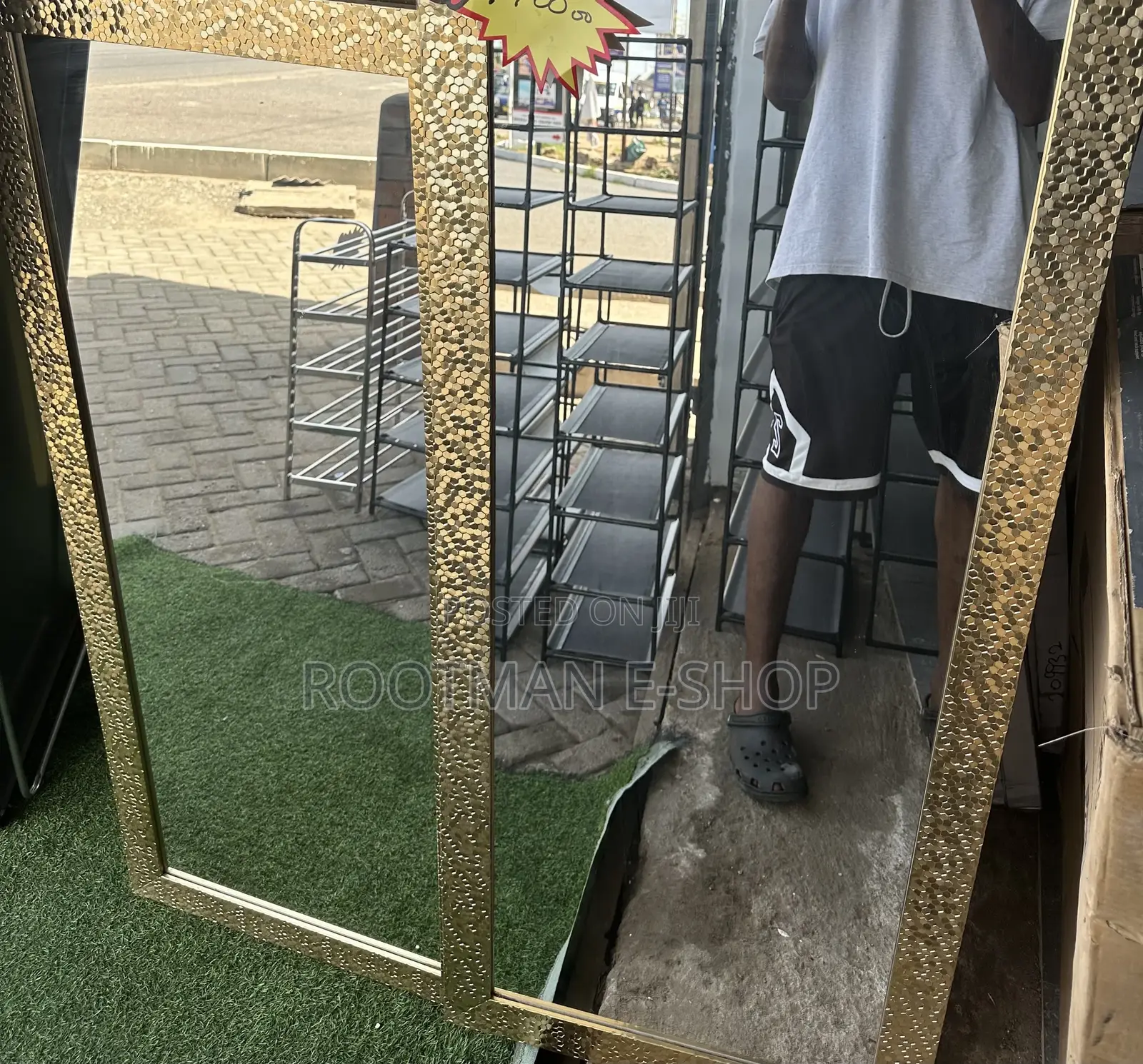 Elegant Gold Framed Full-Length Wall Mirror – Modern Luxury Design