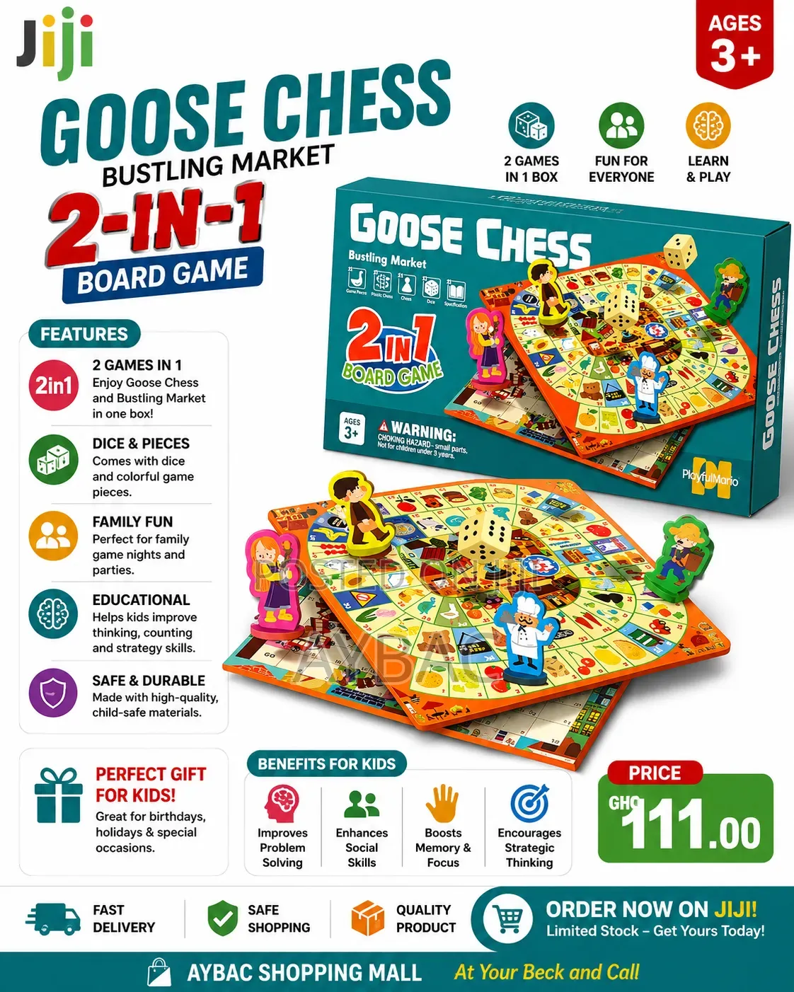 Goose Chess 2-in-1 Board Game – Fun Family Game for Kids