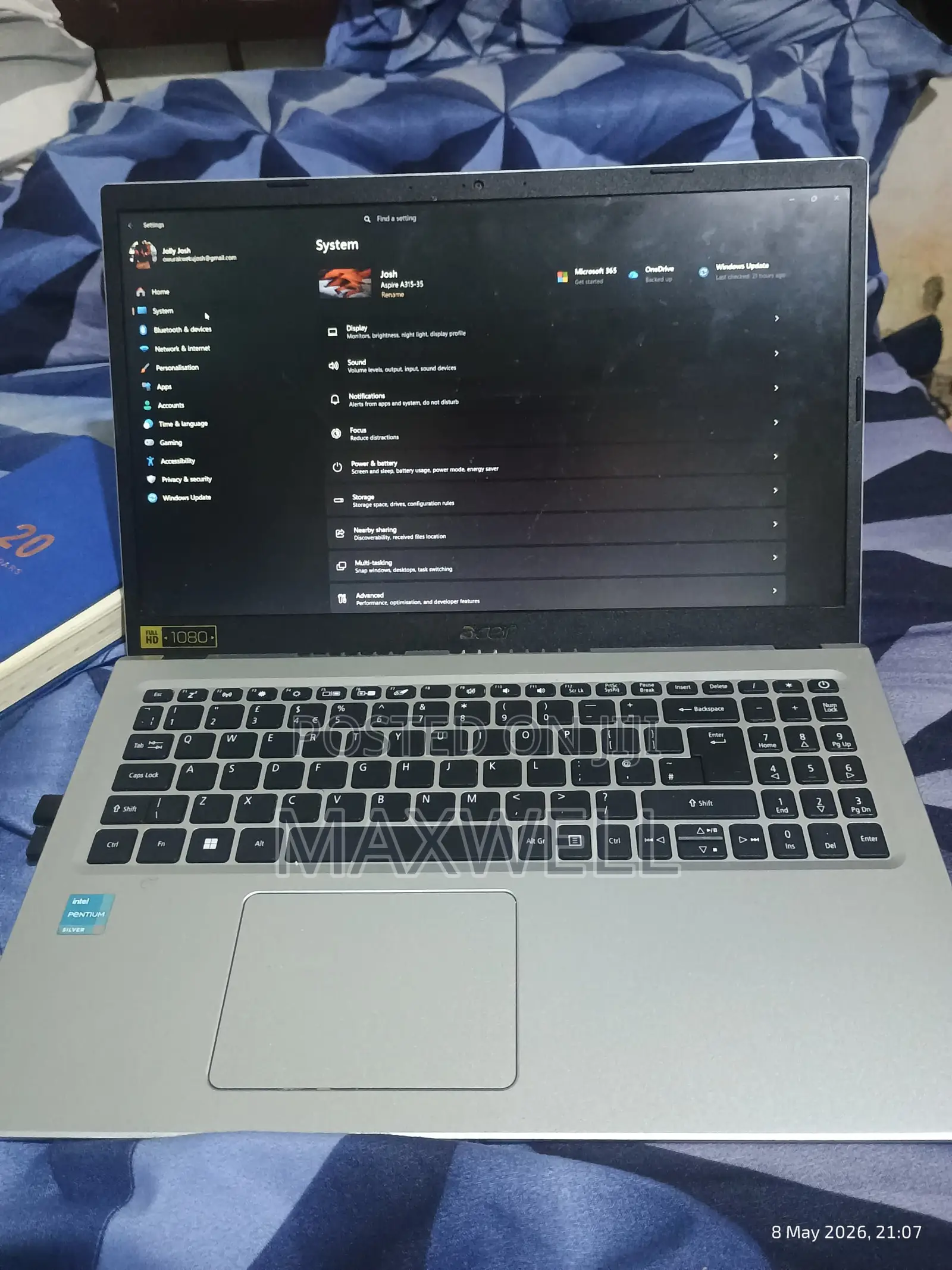 Laptop Acer Aspire 3 8GB Intel Pentium SSD 256GB