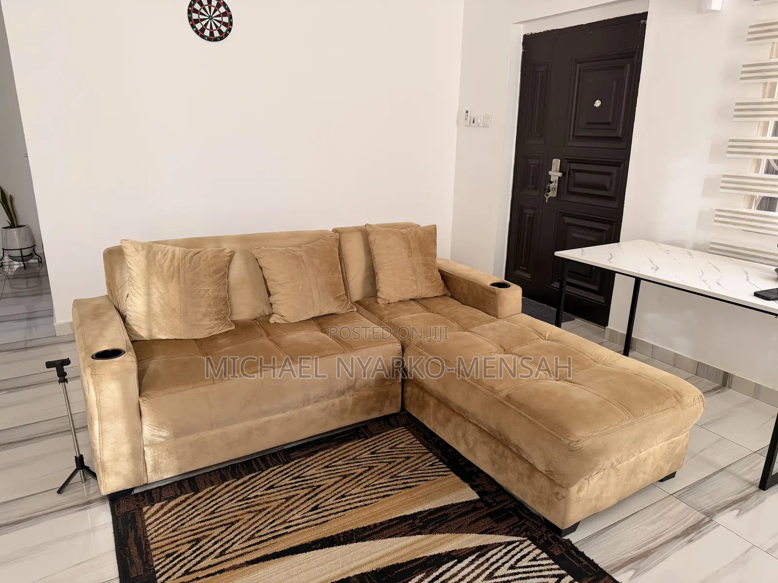 L-Shaped Sofa With Pillows