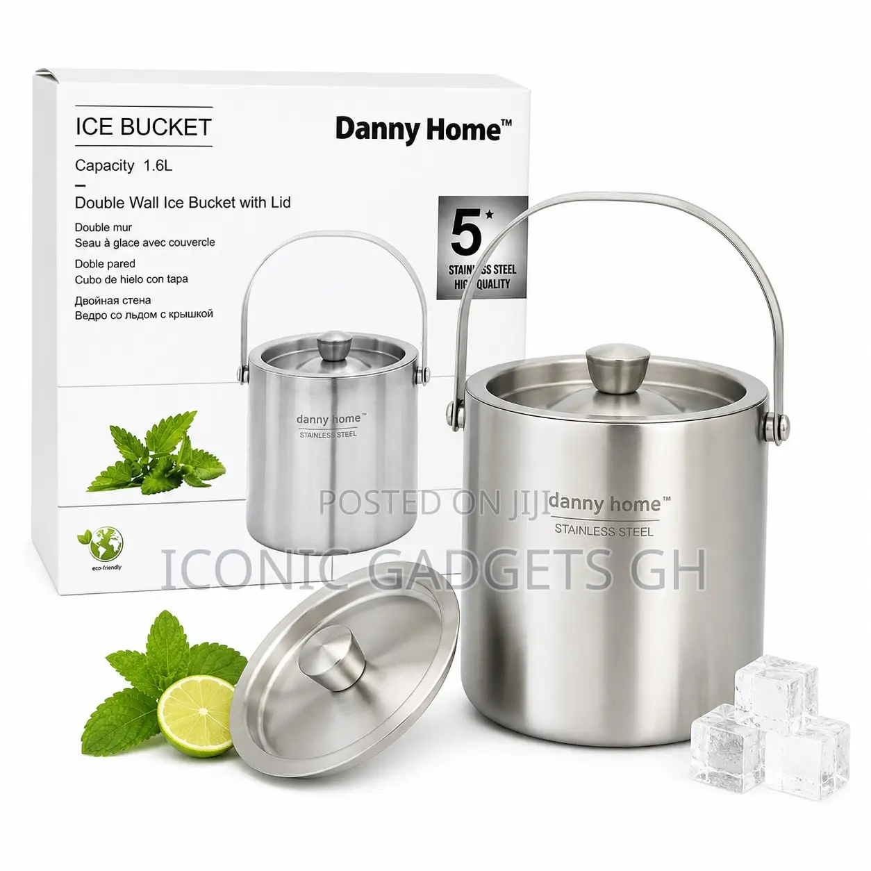 1.6l Stainless Steel Ice Bucket With Lid