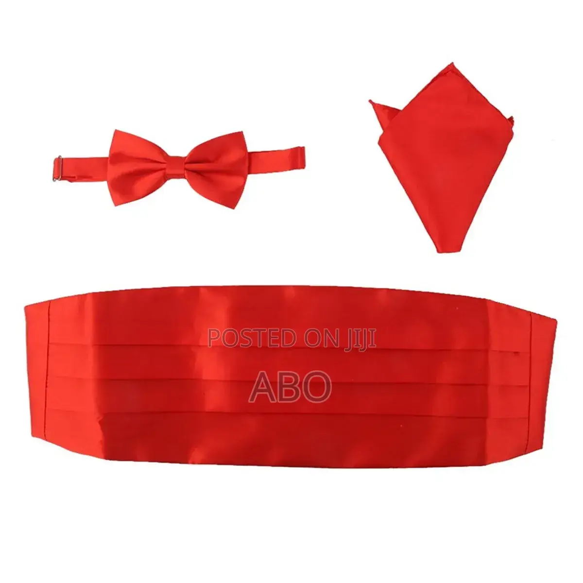 Bow Tie With 2 Pocket Square and Cummerbund Set
