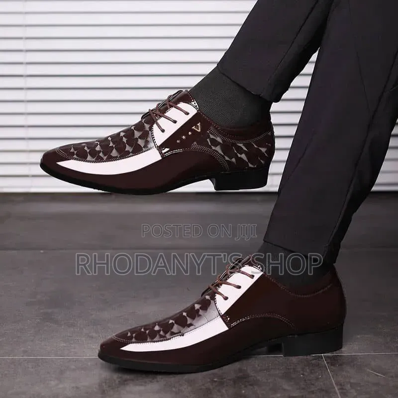 Men’S Modern Two-Tone Patent Oxford Shoes