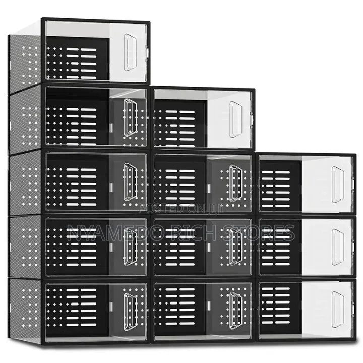 Clear Stackable Shoe Boxes.