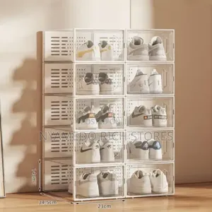 Clear Stackable Shoe Boxes.