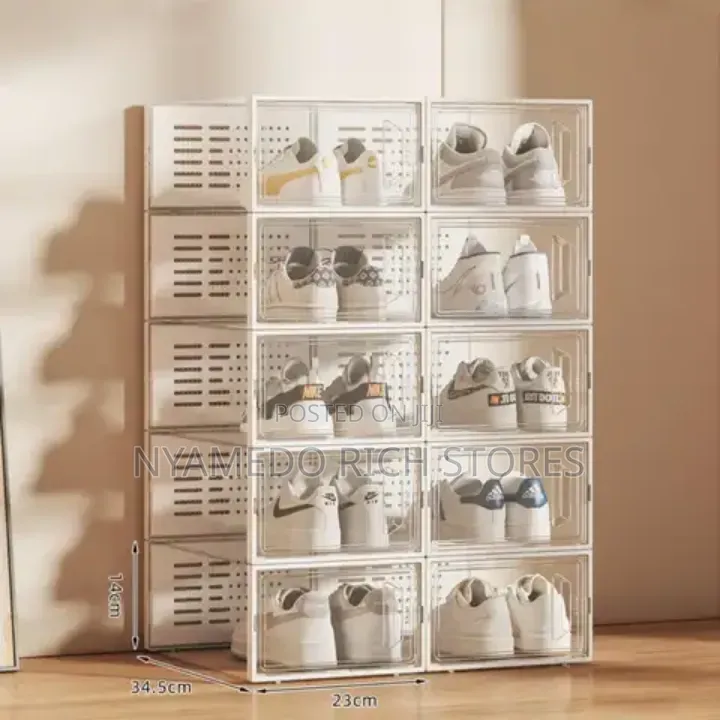 Clear Stackable Shoe Boxes.