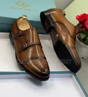 Brown Leather Monk Strap Shoes From Steve Riot.