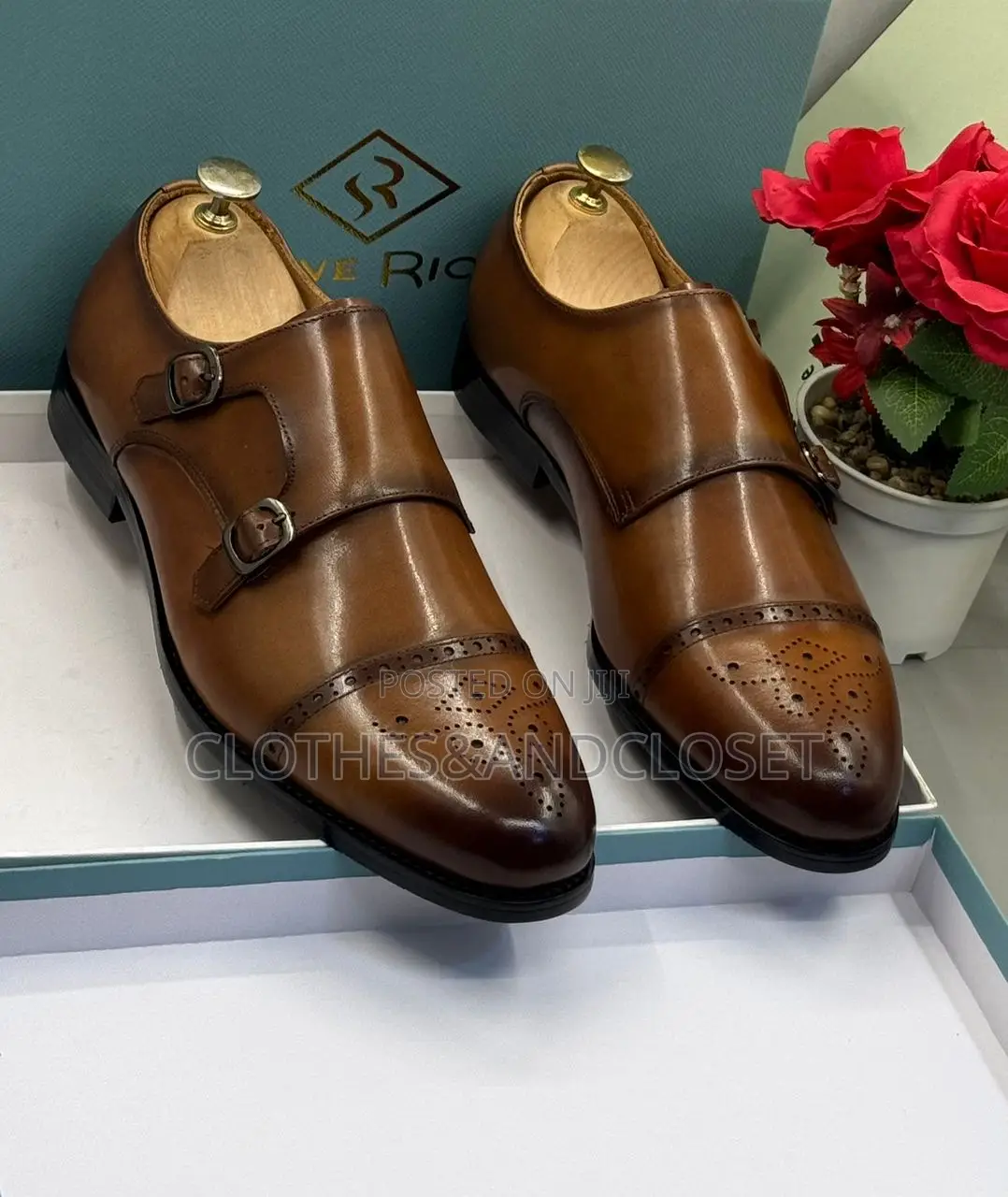 Brown Leather Monk Strap Shoes From Steve Riot.