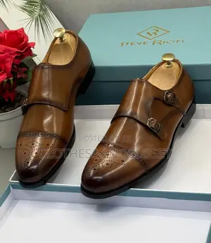 Brown Leather Monk Strap Shoes From Steve Riot.