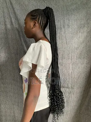 (35 Inches) Braided Ponytail With Curls