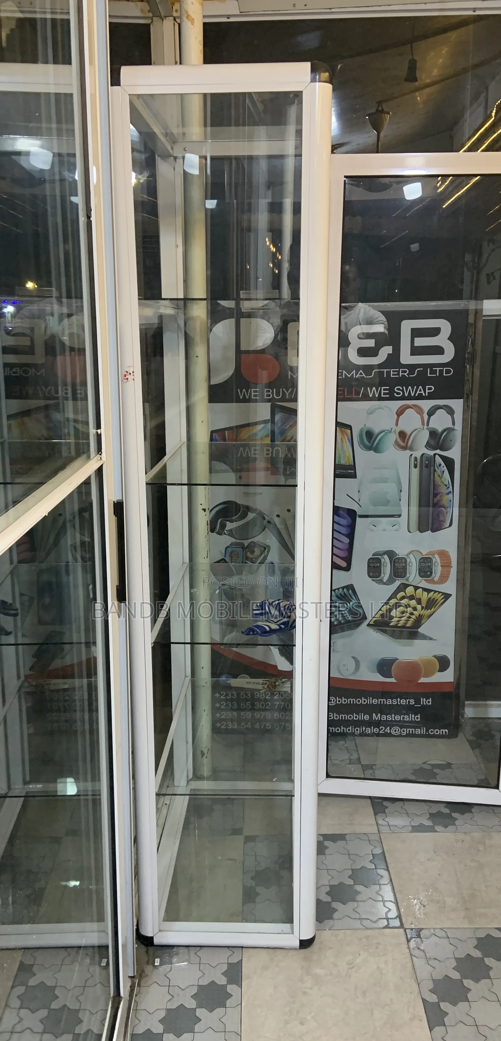Tall Aluminum Glass Showcase Display Cabinet