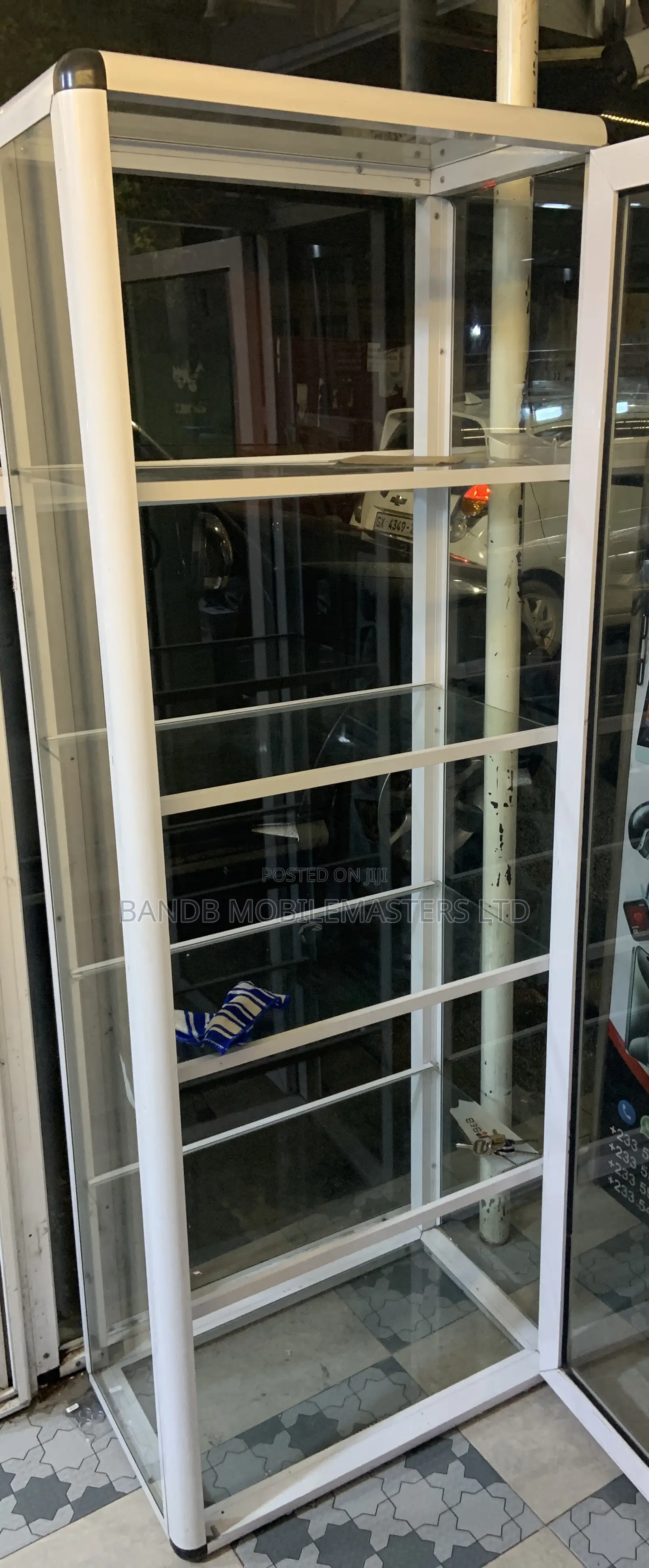 Tall Aluminum Glass Showcase Display Cabinet