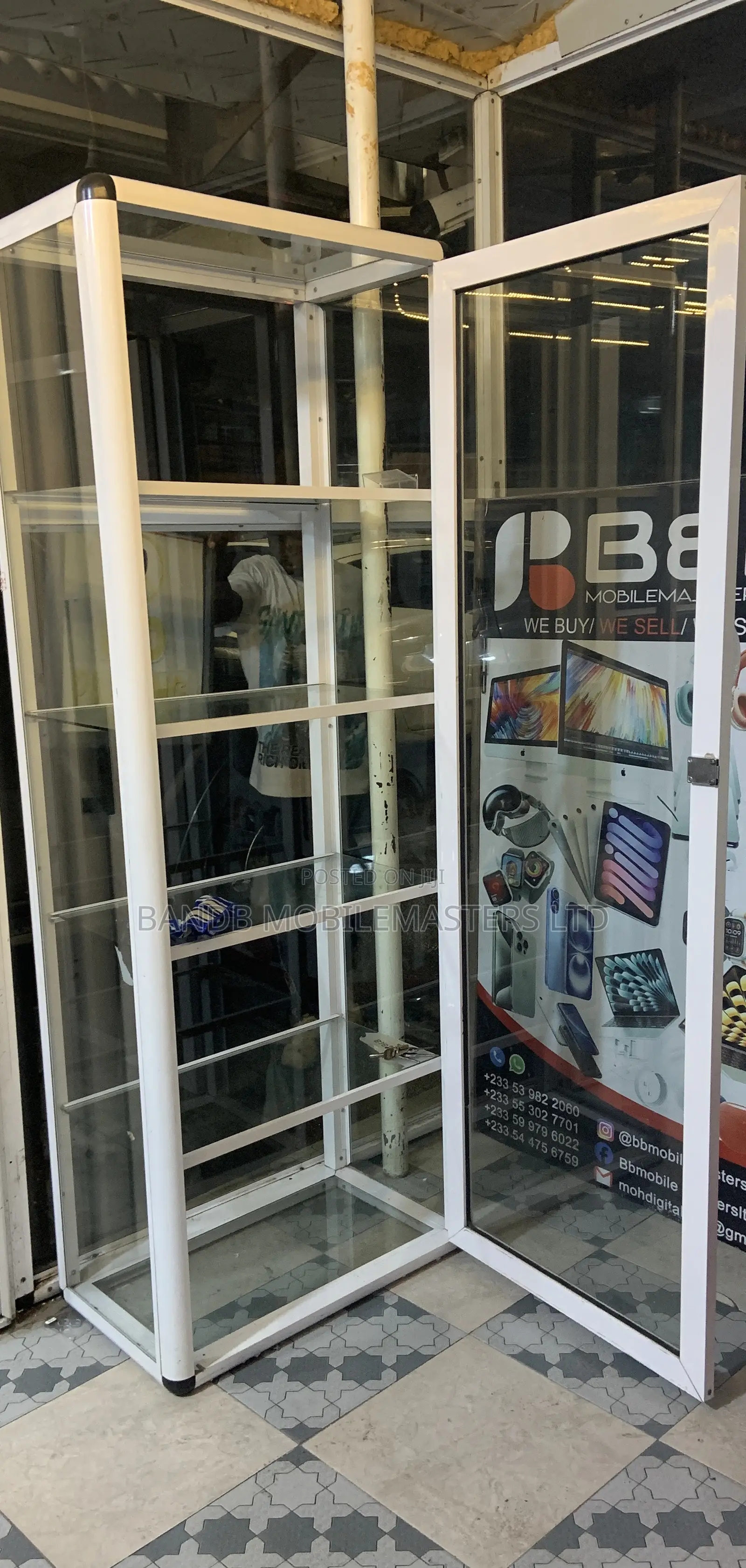 Tall Aluminum Glass Showcase Display Cabinet
