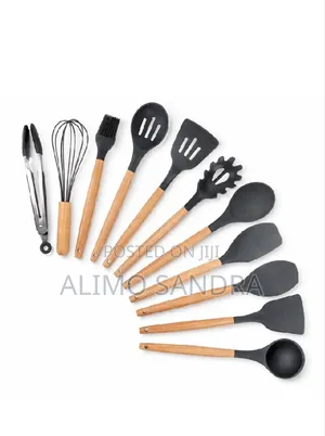 11pcs/Set Wooden Handle Silicone Kitchenware Cooking Tool