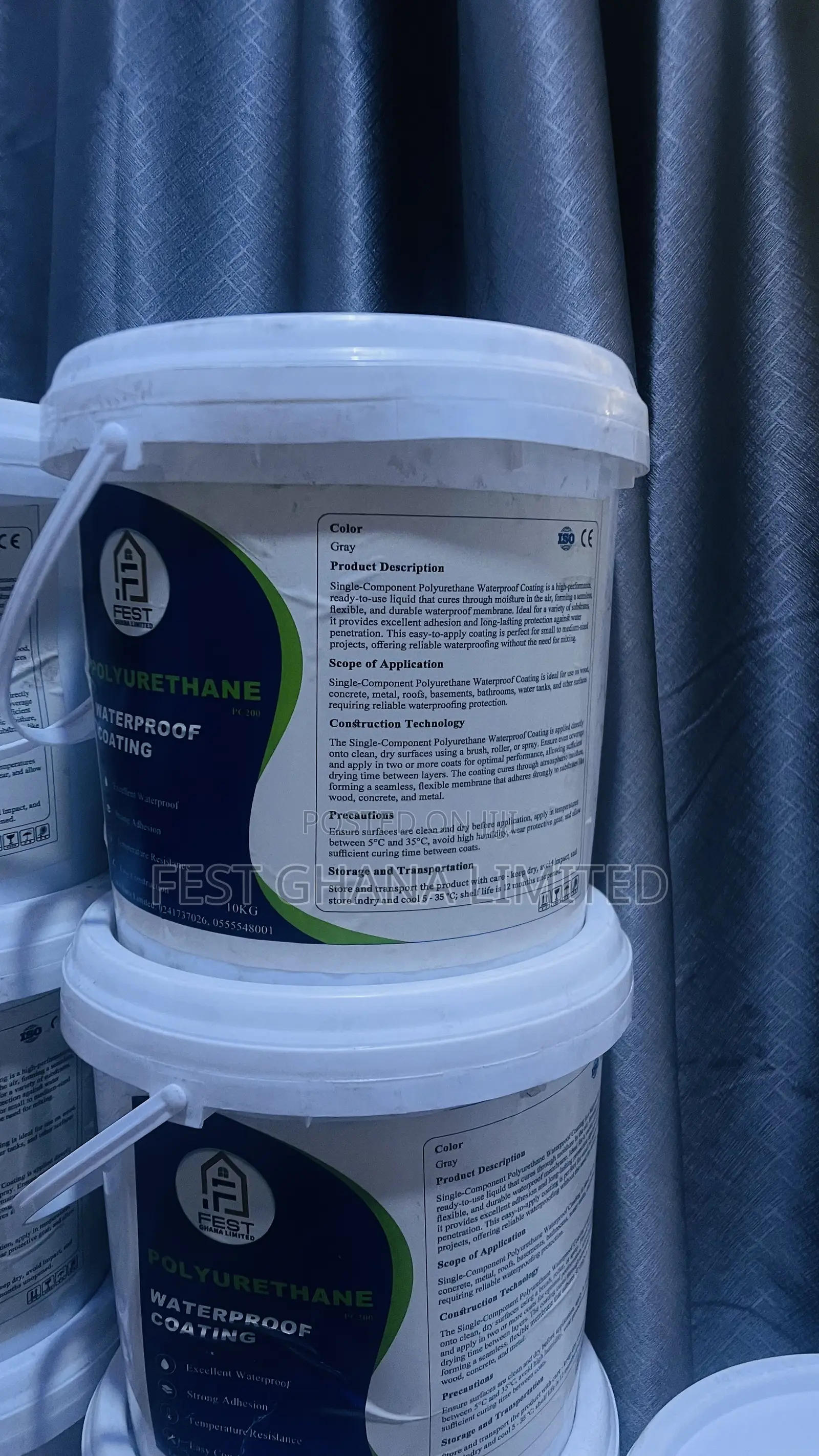 Polyurethane Waterproof Coating Paint Ghana —10kg Stoproof Wall Leak