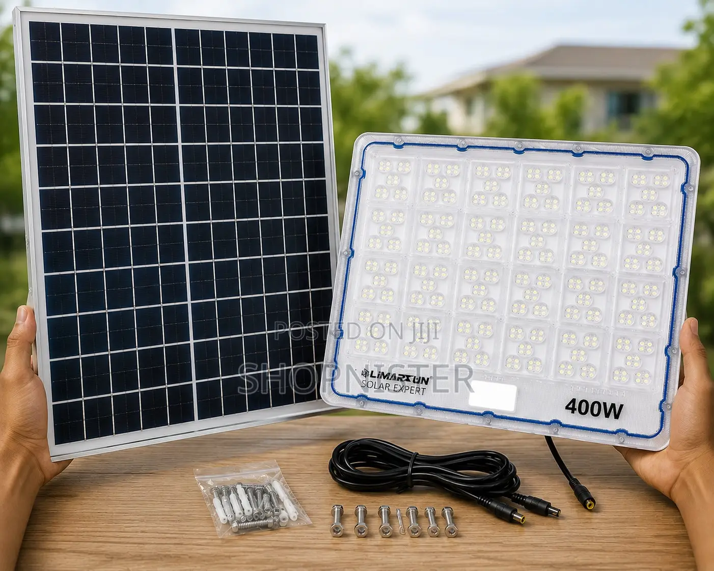 400w Solar Flood Light + Big Solar Panel