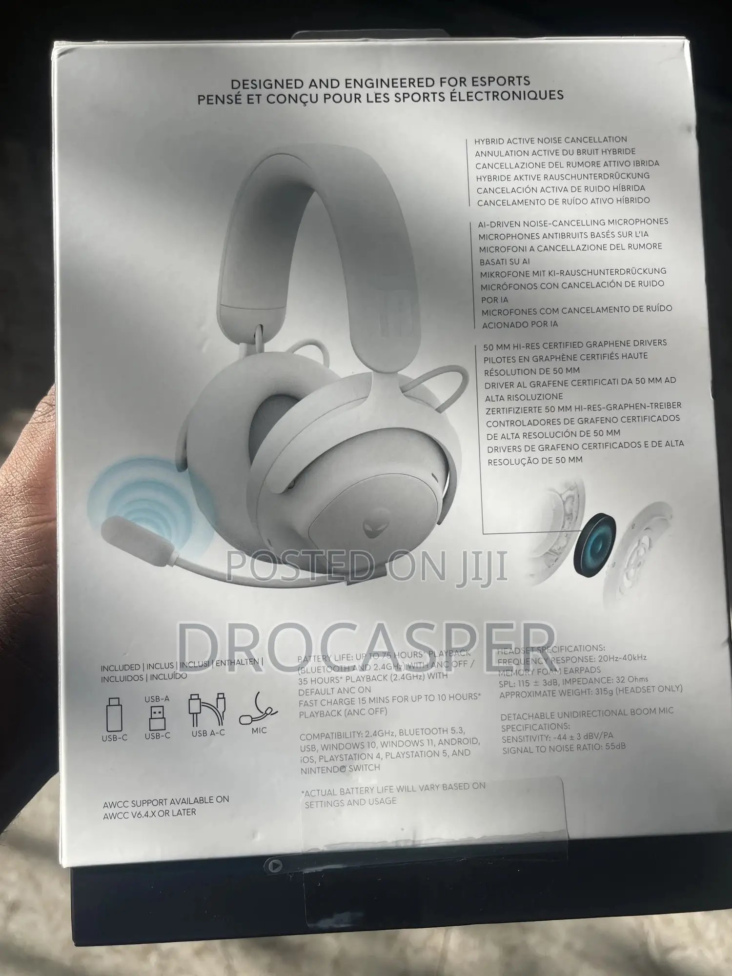 Alienware Pro Wireless Gaming Headset for Windows/Ps/Switch/Mobile