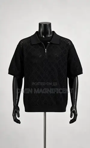 Knit Polo Shirt With a Zip Collar