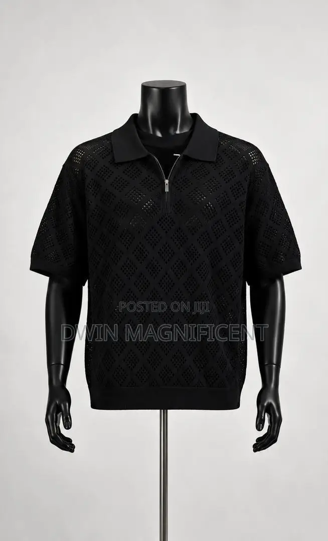 Knit Polo Shirt With a Zip Collar