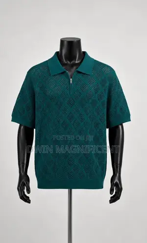 Knit Polo Shirt With a Zip Collar