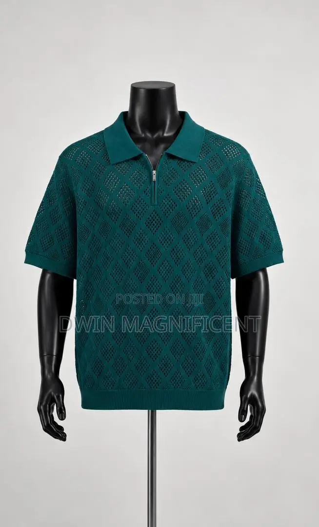 Knit Polo Shirt With a Zip Collar