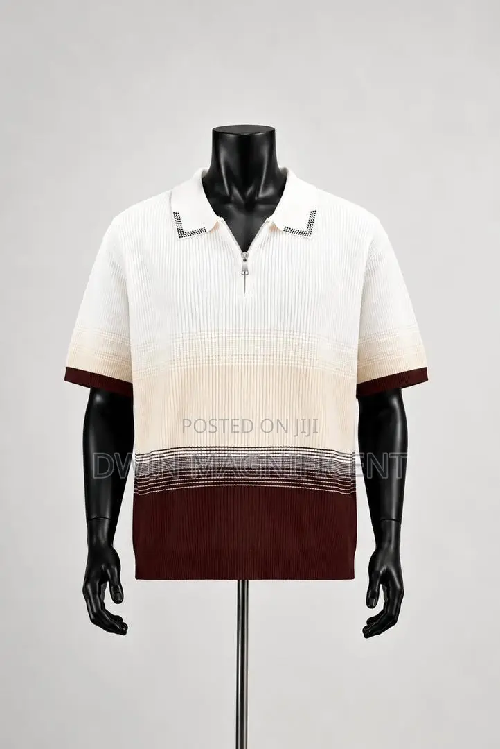Knit Polo Shirt With a Zip Collar
