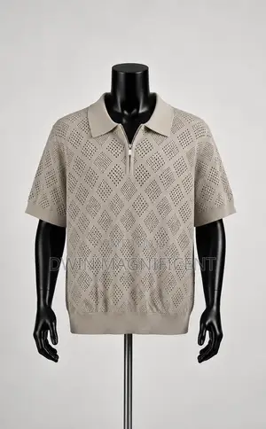 Knit Polo Shirt With a Zip Collar