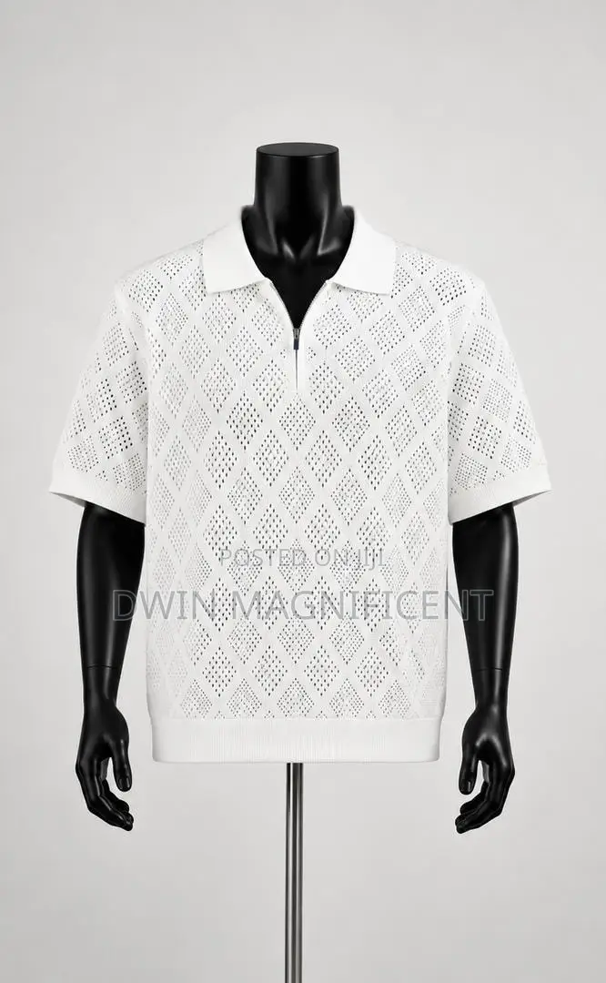 Knit Polo Shirt With a Zip Collar