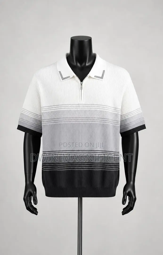 Knit Polo Shirt With a Zip Collar