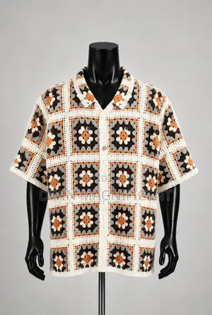 Multi-Color Knit Short-Sleeve Shirt